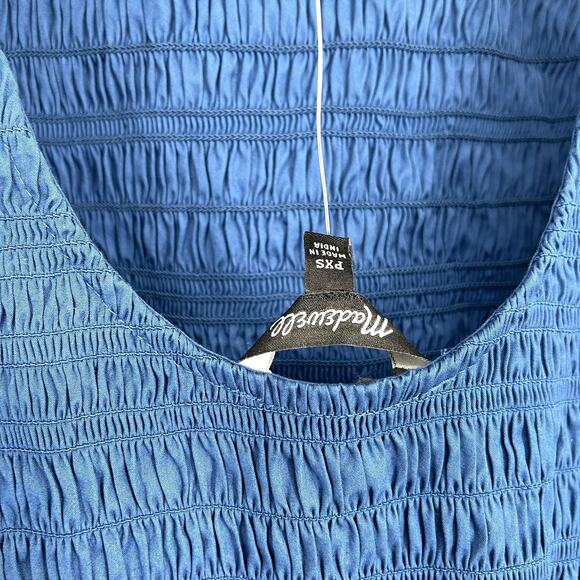 Madewell The Petite Melody Scoopback Smocked Midi Dress Blue PXS NWT Clean Girl - Picture 8 of 11